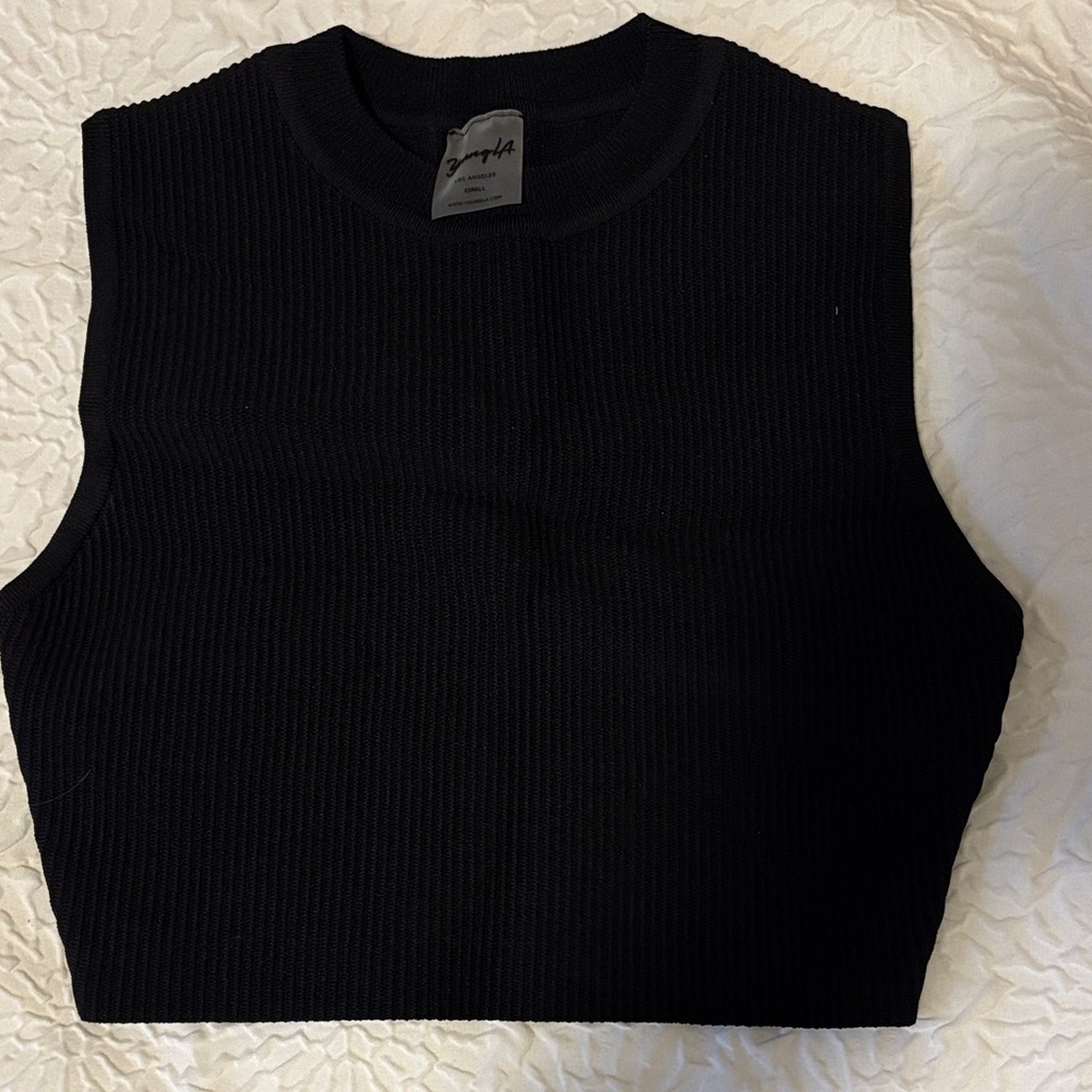 YoungLA Black Ribbed Crop Top